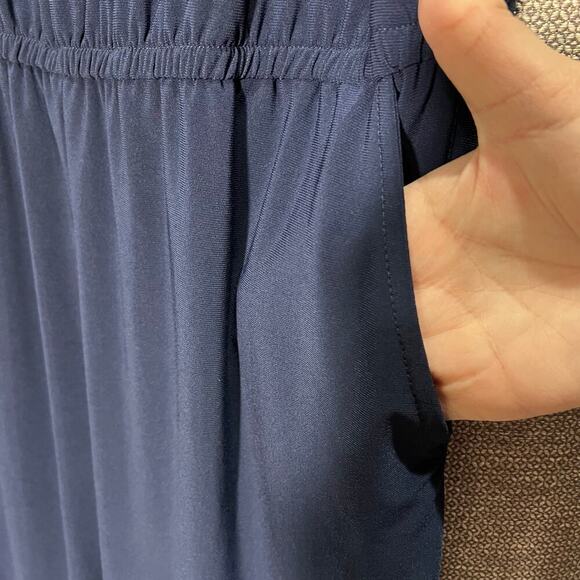 Clara Sun Woo Womens Size Medium Jumpsuit Sleeveless Wide Leg Navy Blue USA Made - Picture 6 of 8
